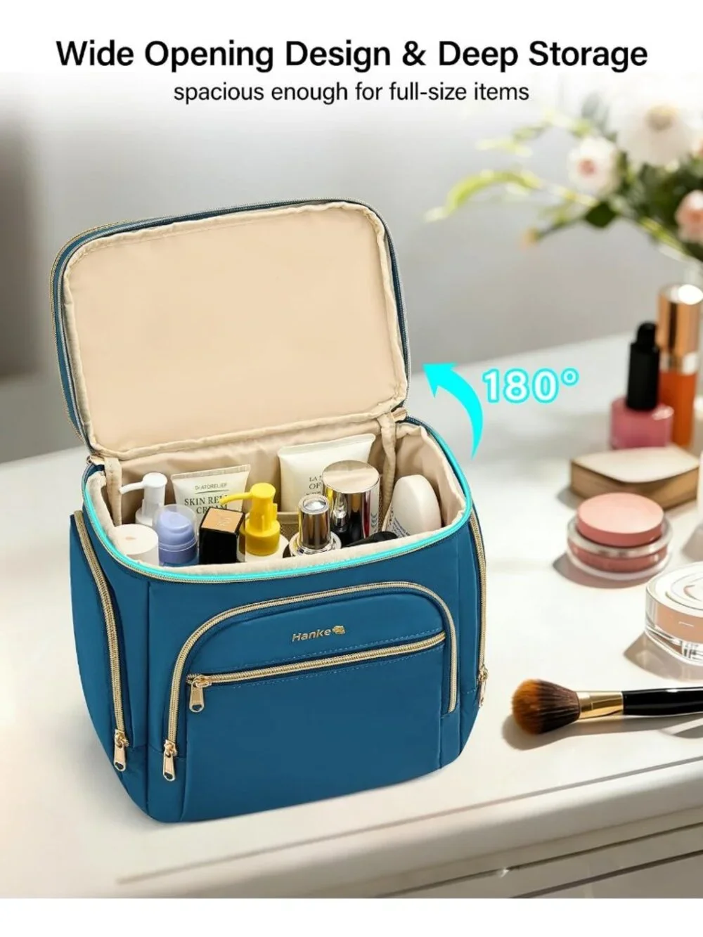 Large Travel Toiletry Bag for Women - Double Layer Organizer, Water-Resistant